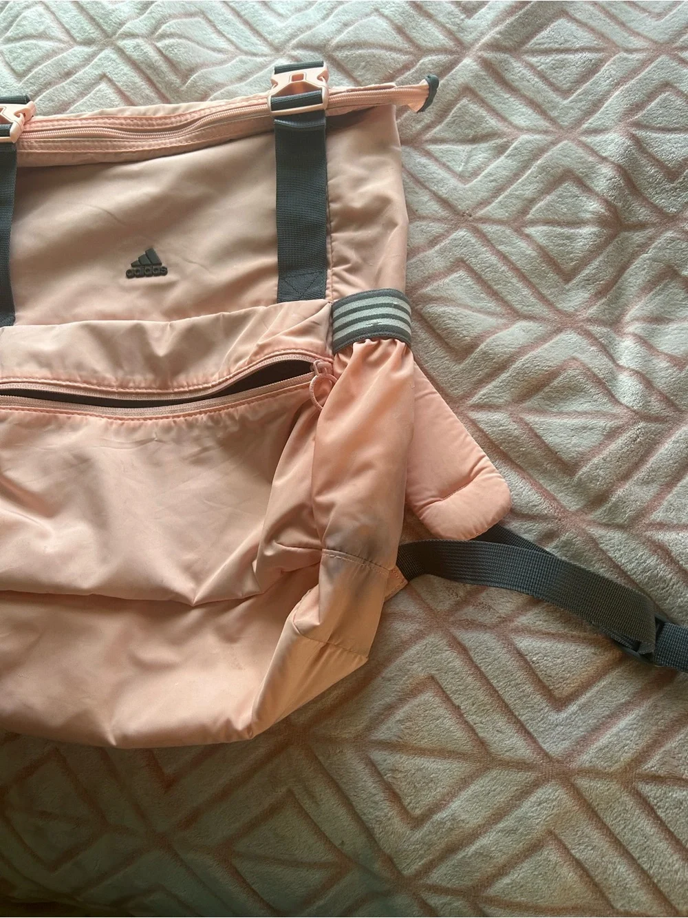 adidas Pink Roll-Top Backpack with Gray Accents
